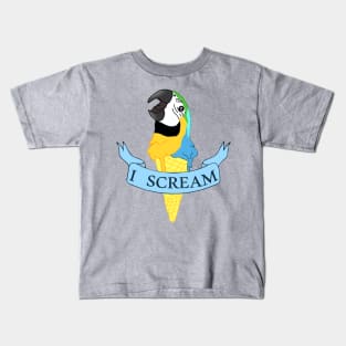 I scream Ice cream Blue Gold Macaw Kids T-Shirt